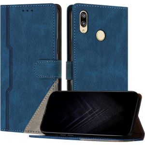 KAL-&Eacute;tui Pour Huawei P20 Lite, Housse En Cuir Pu Avec [Protection Antichoc Tpu] [Fonction Support] [Porte-Cartes ] Antichoc Magn&eacute;tique Coque Pour Huawei P20 Lite - Bleu - Neuf