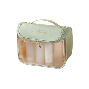 Trousse de maquillage transparente avec crochet - Trousse de toilette de voyage verte - Neuf