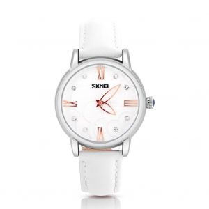 &Eacute;tanche Femmes Femme Quartz Analogique Montre Bracelet Cuir Montres-Bracelets (Cam&eacute;lia & Bracelet Blanc) - Neuf
