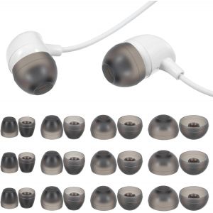 Lot de 12 paires d'embouts de rechange, en silicone, noirs, compatibles avec la plupart des &iquest;&iquest;couteurs intra-auriculaires, 4 tailles (XS/S/M/L) - Neuf