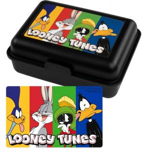 Kal-Looney Tunes - Bo&icirc;te &Agrave; D&eacute;jeuner Avec Cloison - Road Runner, Bugs Bunny, Marvin Et Daffy Duck - Noire - Neuf