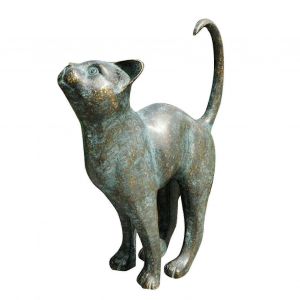 belle statue de chat avec dos arrondi décor de jardin résine pelouse extérieure cour sculpture - Neuf