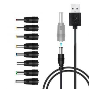 DC 5V Cordon d'Alimentation, USB Universel pour Câble d'Alimentation CC avec 9 Connecteurs Adaptateurs pour le Massage de la Baguette, de Routeur, de la Lune de la Lampe, la Lumière - Neuf