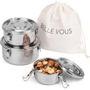 Lot De 3 Lunch Box En Acier Inoxydable Avec Sac Boite Alimentaire Inox Étanche Collations Fruits Céréales Soupes Repas Complets Sans Bpa - Neuf