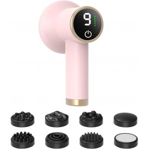 Masseur Anti-Cellulite &Eacute;lectrique Rechargeable Rose Poudr&eacute;, Appareil Minceur 9 Vitesses, 8 T&ecirc;tes Pour Jambes, Cuisses, Ventre, Fessiers - Neuf