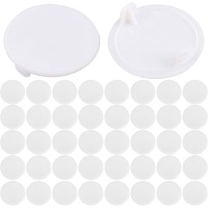 Lot de 40 cache-trous de charni&egrave;r,Couvre-Trous de Charni&egrave;re,Trou Couvercle de Trou,Capuchons Ronds de Type Affleurant pour Armoire &agrave; Meubles Blanc (35 mm) - Neuf