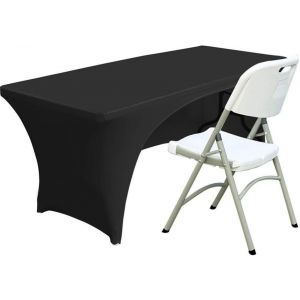 Ulteronixshop-Spandex Housse de Table en Polyester Ajust&eacute; Nappe Extensible Couverture de Table Topper Ouvert Arri&egrave;re - 4FT / 120CM, Noir - Neuf