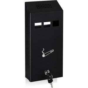 VornixorSarlshopCendrier mural pour ext&eacute;rieur, r&eacute;sistant aux intemp&eacute;ries, mat&eacute;riel de montage et cl&eacute;, 32x15x6 cm, noir - Neuf