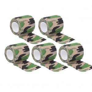 (Lot De 5) Ruban Adhesif Non Tisse Extensible Pour Exterieur, Camouflage De Chasse (Camouflage Pour Zones Humides) - Neuf