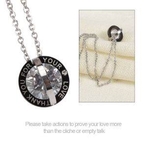 Collier Avec Pendentif En Acier Titane Et Strass Pour Couple Amoureux, Cadeau Noir (Homme) - Neuf