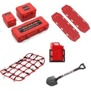 8PC Valise Simul&eacute;e Luggage Net Pelle pour TRX4 1/10 RC Voiture Rouge - Neuf