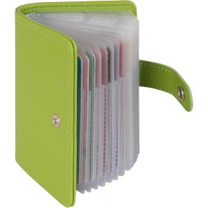Leather Credit Card Holder with 40 Slots Button, Green, Modern - Neuf