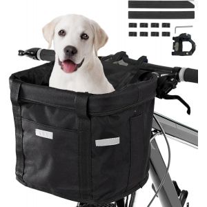 Subzonal-Panier V&eacute;lo Pliant, Amovible V&eacute;lo Guidon Panier, Sacoche Avant De Bicyclette, Panier De V&eacute;lopour Vtt, Pique-Nique, Shopping, Petit Animal Domestique (Noir) - Neuf