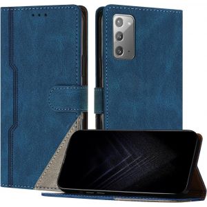 Kal-Étui Pour Samsung Galaxy Note 20, Housse En Cuir Pu Avec [Protection Antichoc Tpu] [Fonction Support] [Porte-Cartes ] Antichoc Magnétique Coque Pour Galaxy Note 20 - Bleu - Neuf
