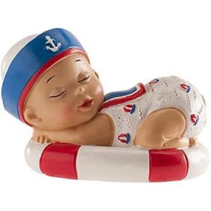 Sansh-Dekora - 310134 Figurine Gâteau Garcon Avec Chapeau D'amiral Allongé Sur Une Bouée - Neuf
