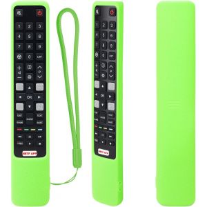 Étui de Protection en Silicone pour RCA TCL Télécommande, RC802N 43P20US 43S6000FS 55X2US 65P20US, Housse Coque pour RCA TCL Télécommande, Antidérapage, Antisismique, Lavable (Vert Lumineux) - Neuf