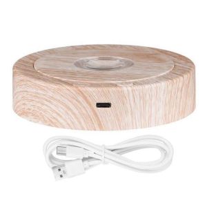 Base De Support D'affichage Rotative &Agrave; Led Pour Base &Eacute;clair&eacute;e En Cristaux (Couleur Bois) - Neuf