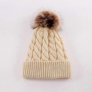 Chapeaux D'enfant Doublure Pour Les Enfants -Slouchy C&acirc;ble Tricot Enfant En Bas &Acirc;ge T&ecirc;te De Mort Chapeau B&eacute;b&eacute; Casquette De Ski Pour Les Filles Gar&ccedil;ons-Beige - Neuf