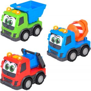 KAJGL-Abc-Véhicule De Chantier Volvo Trucky À Partir De 1 An (13 Cm)-Voiture Coulissante Avec Lumière Et Son Pour Les Tout-Petits Pour Favoriser La Motricité-3 Modèles Assortis (Camion Basculant, - Neuf