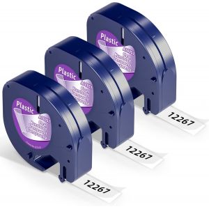 Ruban Compatible pour Dymo LetraTag Transparent 12mm x 4m, Recharge Plastica S0721530, pour Etiqueteuse LT-100H LT-100T LT-110T Plus XR XM 2000 - Neuf