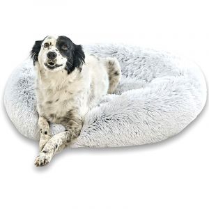 One Pets-Top - Coussin Chien Chat Apaisant 80cm Dodo Donut&acirc;&iquest;&cent; Confort+ Rond Doux Cocoon Puppy Love Pani&egrave;re Anti Stress Lit Panier Petit Soutien Orthop&eacute;dique Mousse 23 Kg/M3 Matelas Dehoussable Lavable Xl - Neuf