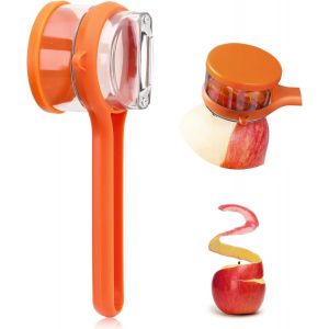 Lbgwp60-Couteau À Éplucher Multifonction Avec Boîte De Rangement, Éplucheur Avec Récipient, Lame Double Face En Acier Inoxydable Pour Cuisine, Légumes, Fruits (Orange) - Neuf