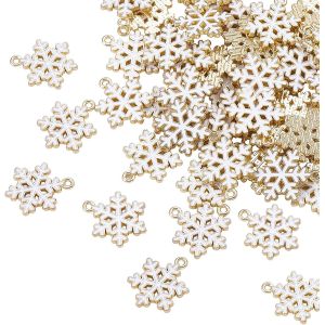 Kal-Lot De 100 Breloques En Forme De Flocon De Neige En &Eacute;mail Blanc Pour No&euml;l, Boucles D'oreilles, Bracelets, Bijoux, Loisirs Cr&eacute;atifs - Neuf