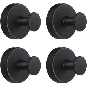 Lot De 4 Crochets À Ventouse - Charge Maximale : 5 Kg - Sans Perçage - Crochets À Ventouse - Crochets Muraux Extra Solides - Pour Salle De Bain,Cuisine,Fenêtre Lisse - Verre - Noir - Neuf