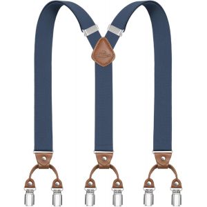 Cauc-Bretelles Pour Hommes Avec 6 Pinces M&eacute;talliques En Y Ajustables Bretelles Pour Pantalons Bretelles &Eacute;lastiques Robustes Pour Hommes - Neuf