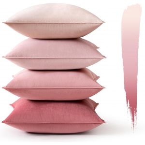Cauc-Lot De 4 Housses De Coussin En Velours 40x40cm Rose Coussin Canape Housse Coussin Coussins D&eacute;coratifs Coussins Et Accessoires Coussin Banquette Housse Coussin Canap&eacute; D&eacute;licat Sharon - Neuf