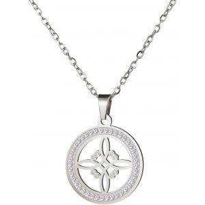 Tianyi-Collier De Noeud De Sorci&egrave;re Pour Femmes Acier Inoxydable Clair Couleur Or Zircon Pendentif Rond Cha&icirc;nes Celtique Quaternaire Wicca Anneau De Noeud Sorcellerie Amulette Bijoux - Neuf