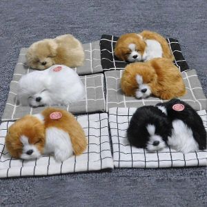 (Tapis à grille gris blanc) Peluche réaliste en forme de chien endormi, tapis sonore pour maison, voiture, caisse enregistreuse, décoration, cadeau - Neuf