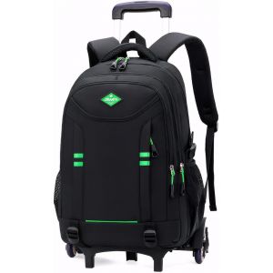 CHECARZHN--NO1-Sac À Dos À Roulette Garçon, Sac Ecole Trolley Détachable Idéal Pour Primaire Et Secondaires, Cartable Convient Aux Adolescents Garçons Filles De 9 À 18 Ans, 6 Roues, Noir - Neuf