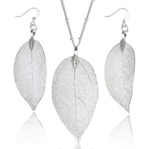 Filigrane Long Leaf Pendentif Dangle Collier Et Boucle D'oreille Bijoux Ensemble Cadeaux De Mode Pour Femmes Filles - Neuf