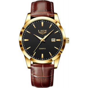 Montre Homme Montres Pour Homme Etanche Nintage Cuir Quartz Businessmens Watches Avec Date-Cadeau Anniversaire.[J184] - Neuf