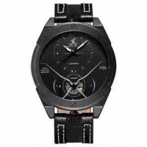 Montre-Bracelet &Agrave; Quartz Pour Homme Avec Double Affichage De L'heure Et Bracelet En Cuir - Neuf
