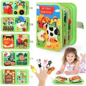 ChenQuanSarl-Jouet Bebe 1 An Busy Board Montessori, Th&egrave;mes De La Ferme Planche D'Activit&eacute;s 20 En 1 Pour Tout-Petits, Montessori Livre En Feutre Enfant, Cadeau Pour Enfants Gar&ccedil;on Fille 1 2 3 4 Ans - Neuf