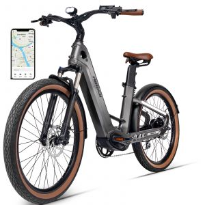 26'' V&eacute;lo &Eacute;lectrique Mihogo Air Carbon 900w Moteur (Montage Central), Batterie 48v19,2ah, Vitesse Maximale 40km/H, Autonomie 194,73 Km, Application Et Gps Inclus, Freins Hydrauliques - Gris Argent&eacute; - Neuf