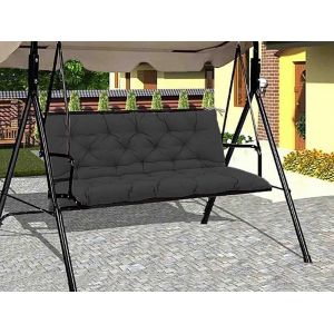 Coussin Pour Balancelle D'ext&eacute;rieur 100 X 100 X 8 Cm Avec Dossier - Noir - Neuf