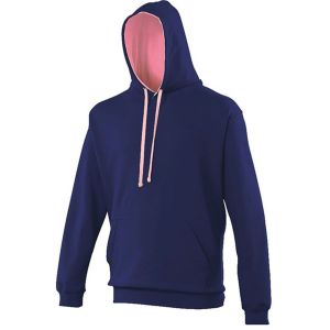 Sweat &Agrave; Capuche Contrast&eacute;e Unisexe - Jh003 - Bleu Marine Et Rose Clair - Neuf