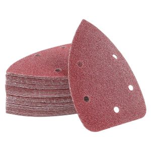 Papier Poncage pour Ponceuse Triangulaire, 50 Feuilles Abrasives Papier de Verre Delta 140x90 mm 5 Trous Papier a Poncer Triangles Abrasifs, Grain 40/60/80/120/240 - Neuf