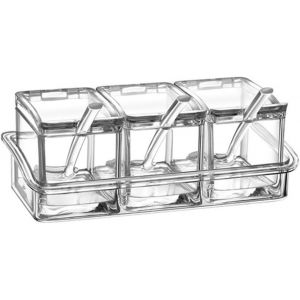 Coffret D'assaisonnement 3 Pièces Bouteilles Transparentes Pot À Épices De Sel, Pots À Épices Condiments De Cuisine Conteneur Pots De Rangement Avec 3 Cuillères Couvercle De Conserve Et Cuillère - Neuf