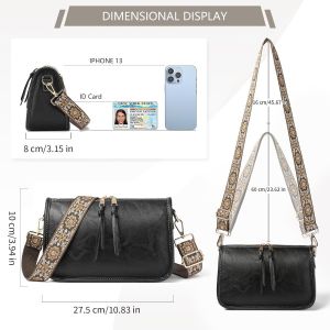 TZF-Sac à Bandoulière Femme, Petit Sac Crossbody en Cuir, Sac à Main Femme avec Bandoulière Large Réglable et Amovible - Neuf