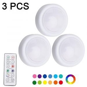 6pcs Veilleuse Avec 16 Couleurs Interchangeables Led Puck &Eacute;clairages Aliment&eacute; Par Batterie Dimmable Sous L'armoire Lumi&egrave;res Sans Fil,Avec 2 T&eacute;l&eacute;commandes Et Chronom&eacute;trage - Neuf
