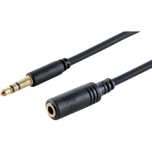 LORANKA-1 rallonge audio AUX noire de 1,5 m - C&acirc;ble fin TRS 3,5 mm avec connecteurs plaqu&eacute;s or - Pour casque, haut-parleurs et autres appareils audio - Neuf