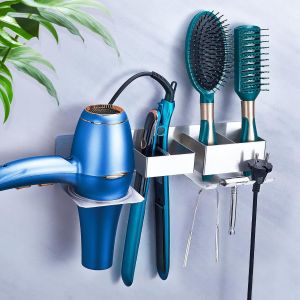 KALANKA-Support seche Cheveux et lisseur, Support seche Cheveux sans percage, Support sèche Cheveux Mural, Auto-adhésif Porte seche Cheveux et lisseur avec Range-Câbles - Neuf