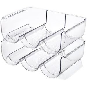 Chenquansarl-Lot De 2 Range Bouteille Pour Vin, Range-Bouteilles - Porte-Bouteilles D'eau En Plastique Pour Le Rangement Sur Le Comptoir De La Cuisine, Le Buffet, Le Bureau Pour Armoire, Frigo (Trans - Neuf