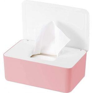 Boîte de rangement pour lingettes humides Distributeur de mouchoirs Boîte de rangement pour mouchoirs avec housse anti-poussière pour le bureau à domicile (blanc + rose) - Neuf