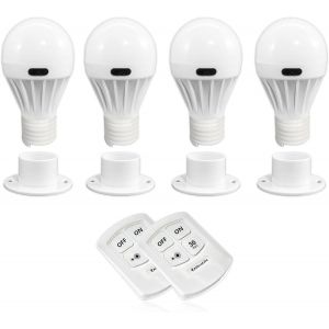 Yemaesre-Fa2123 Lot De 4 Ampoules Led Cob Portables Sans Fil À Piles, Interrupteur Sans Fil Cob Led, Sous Armoire, Étagère, Placard, Veilleuse Et Cuisine, Camping-Car Et Bateau, Blanc - Neuf