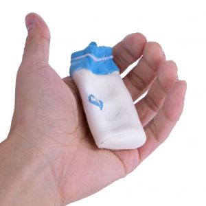 Bouteille De Lait En Polyurethane Souple, Jouet Amusant A Remontee Lente Pour Enfants Avec Cordon Bleu - Neuf